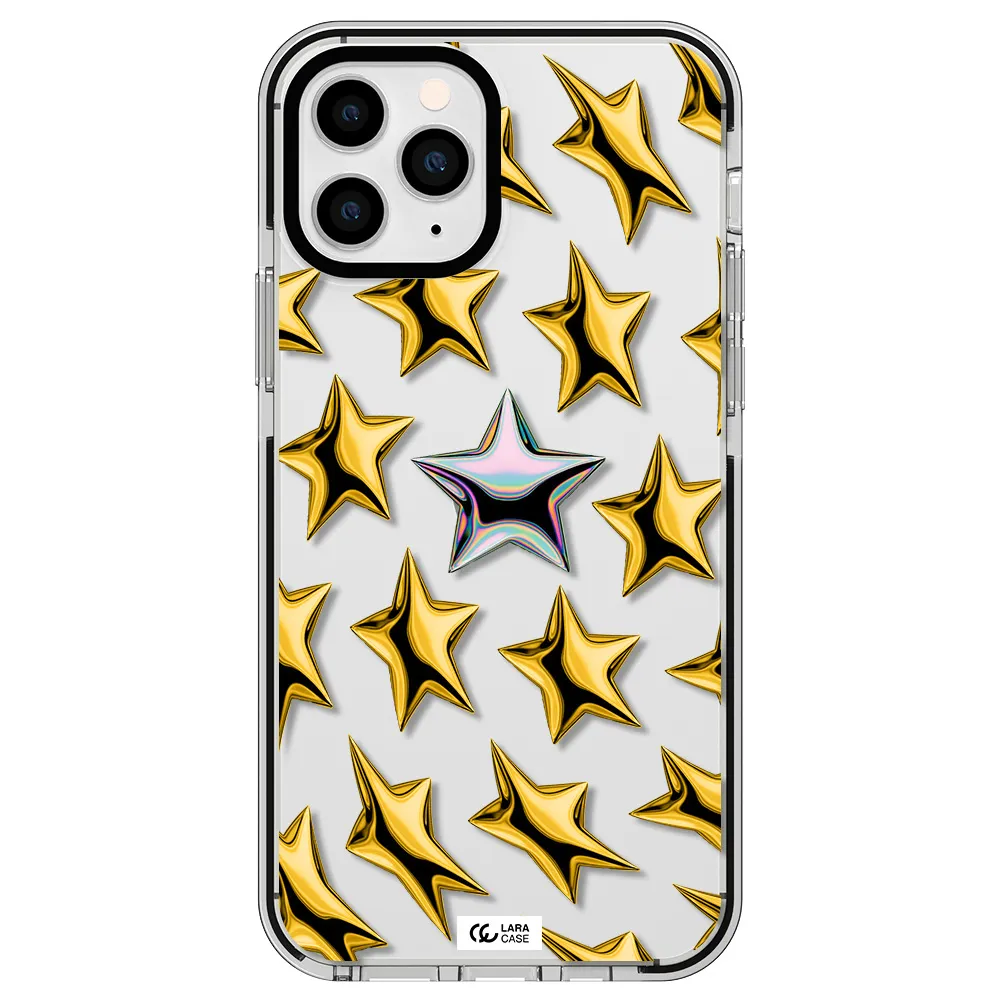 a group of gold stars Apple iPhone 11 pro max impact black border Case
