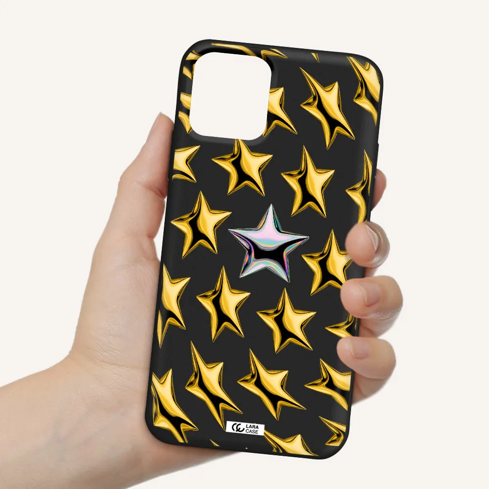 a group of gold stars Apple iPhone 11 pro max Silicone black Case