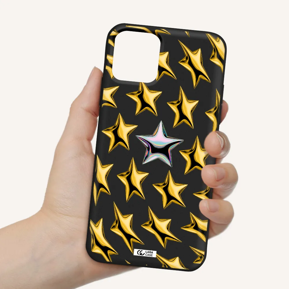 a group of gold stars Apple iPhone 11 pro Silicone black Case