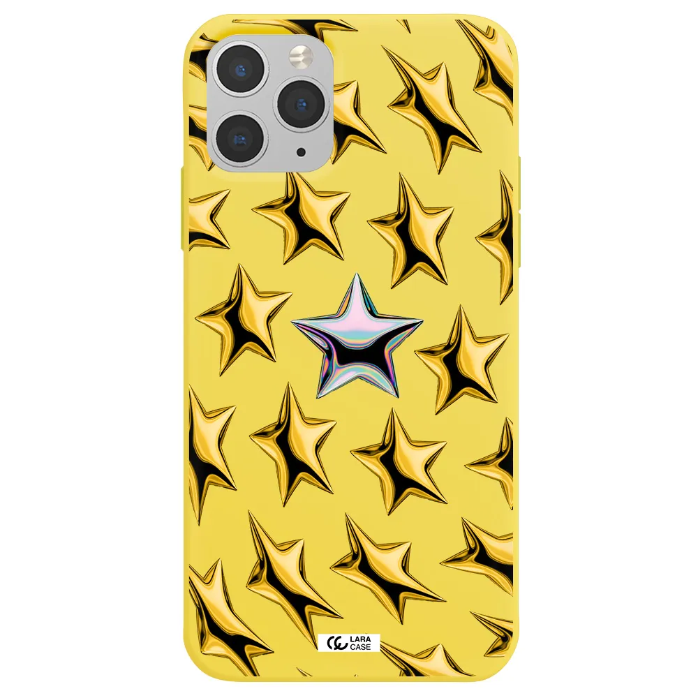 a group of gold stars Apple iPhone 11 pro Silicone canary yellow Case