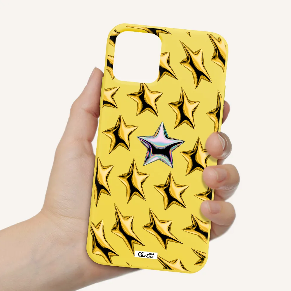 a group of gold stars Apple iPhone 11 pro Silicone canary yellow Case