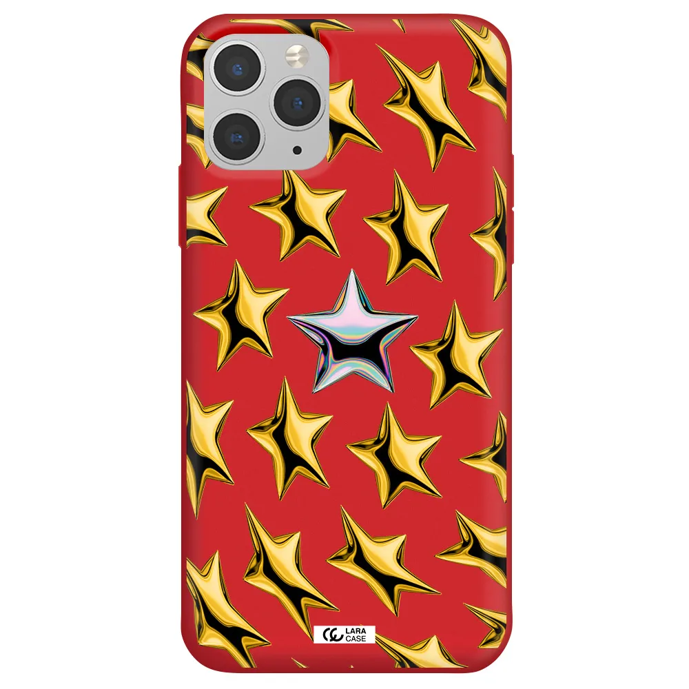 a group of gold stars Apple iPhone 11 pro Silicone Imperial Red Case