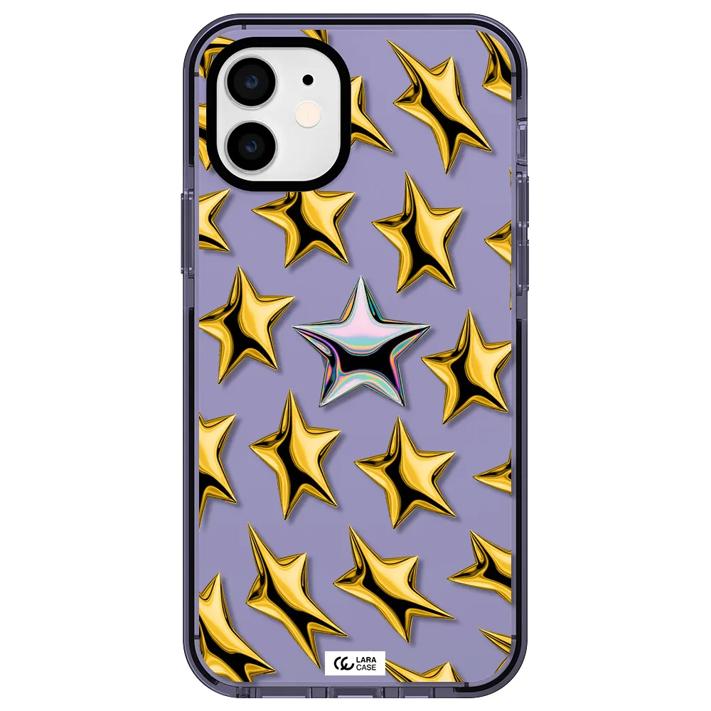 a group of gold stars Apple iPhone 12 impact Lilac Case