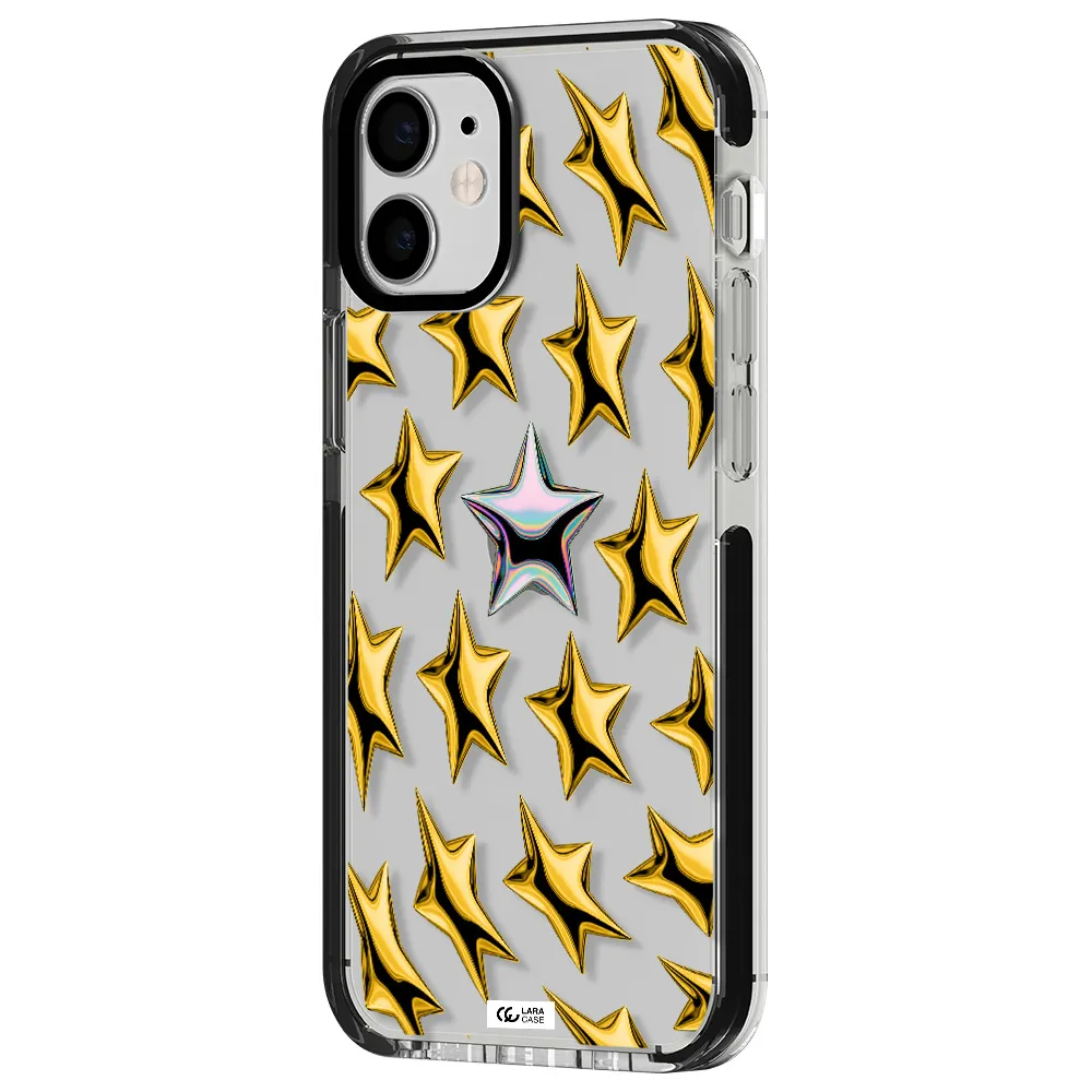 a group of gold stars Apple iPhone 12 mini impact black border Case