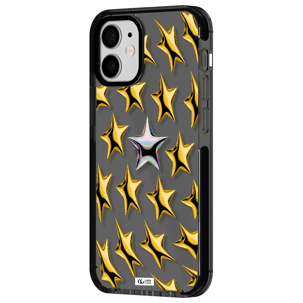 a group of gold stars Apple iPhone 12 mini impact Smoke Black Case