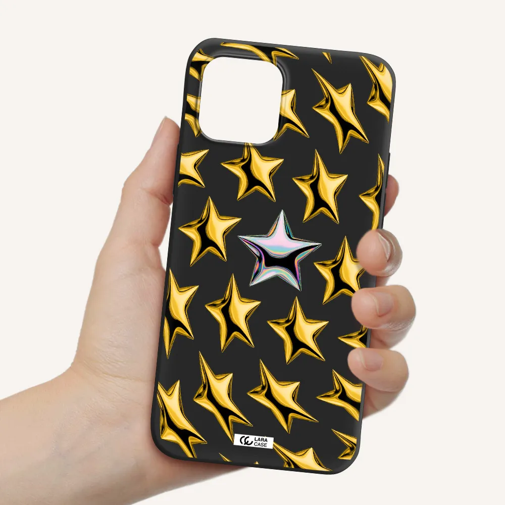 a group of gold stars Apple iPhone 12 mini Silicone black Case