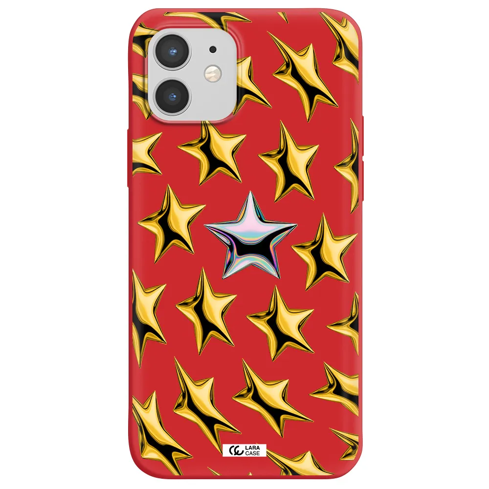 a group of gold stars Apple iPhone 12 mini Silicone Imperial Red Case