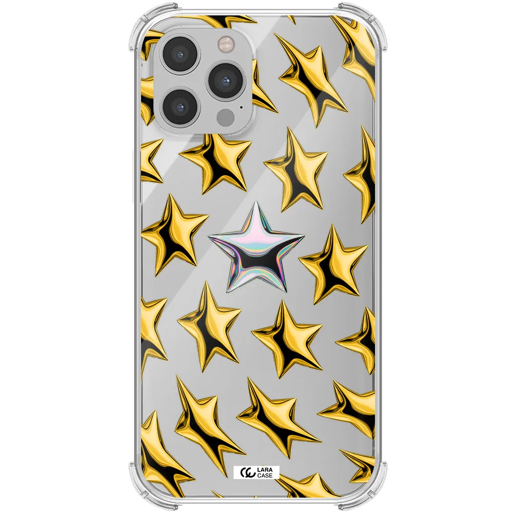 a group of gold stars Apple iPhone 12 pro Clear PC Case