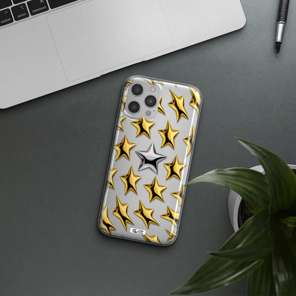 a group of gold stars Apple iPhone 12 pro Clear TPU Case