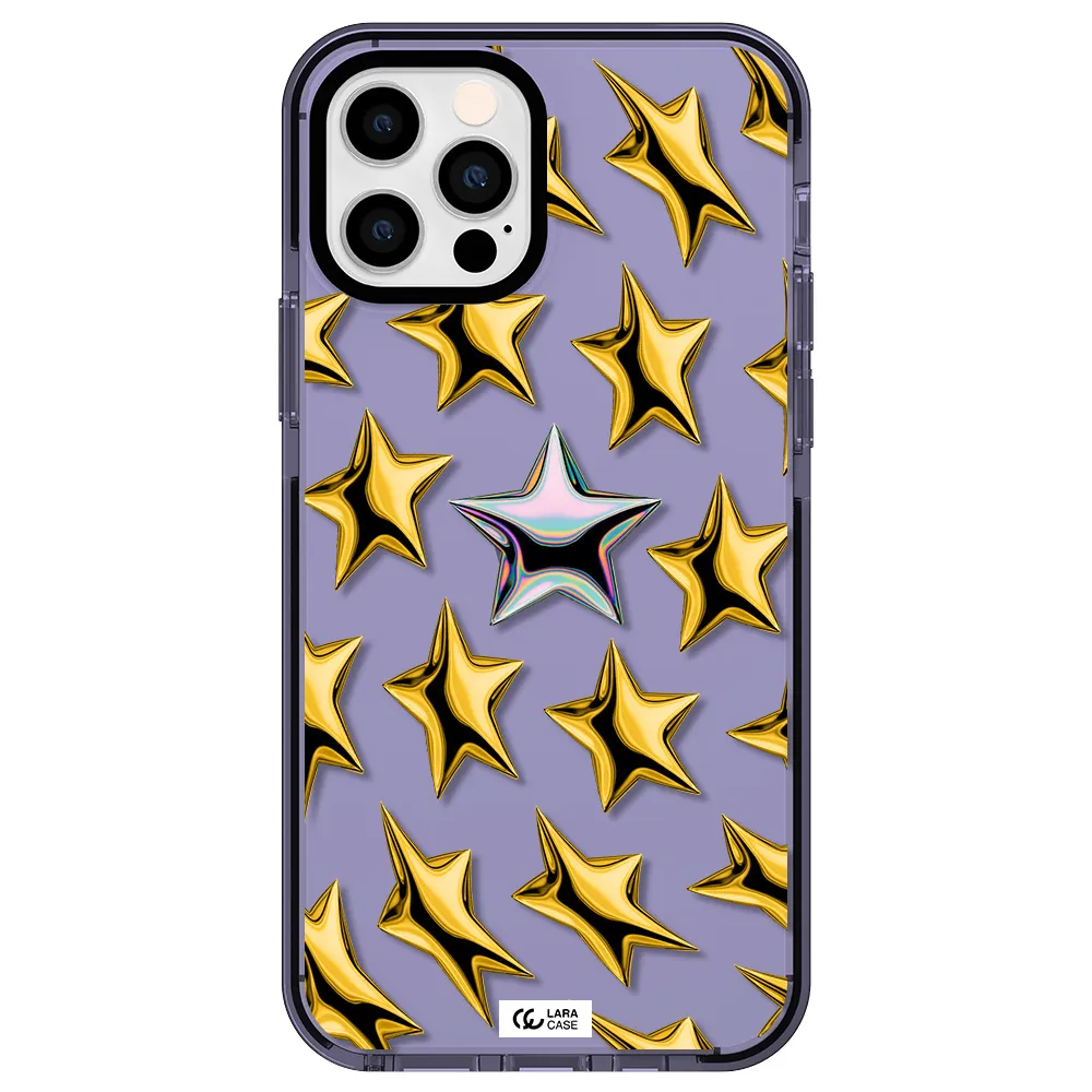 a group of gold stars Apple iPhone 12 pro impact Lilac Case