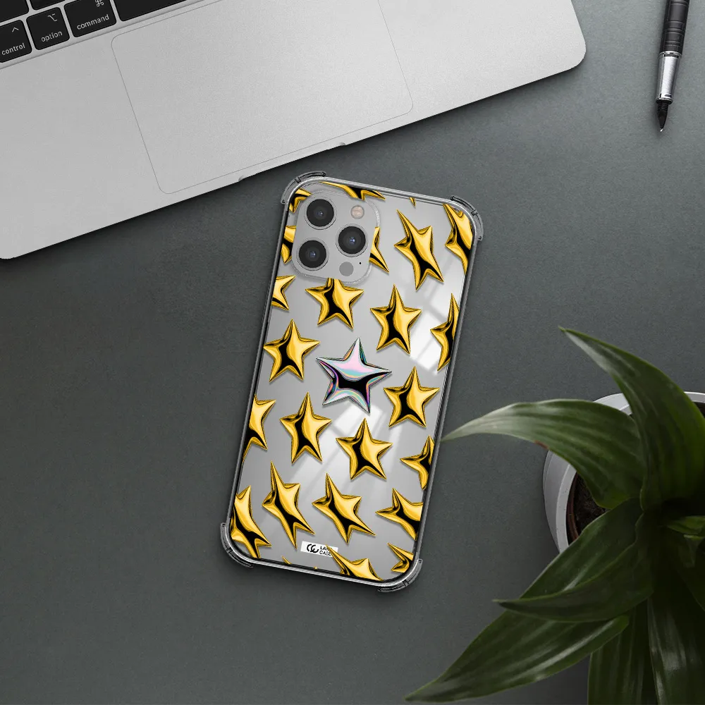a group of gold stars Apple iPhone 12 pro max Clear PC Case