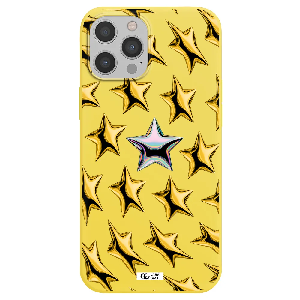 a group of gold stars Apple iPhone 12 pro max Silicone canary yellow Case