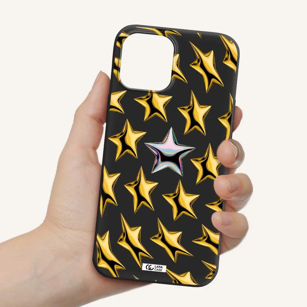 a group of gold stars Apple iPhone 12 pro Silicone black Case