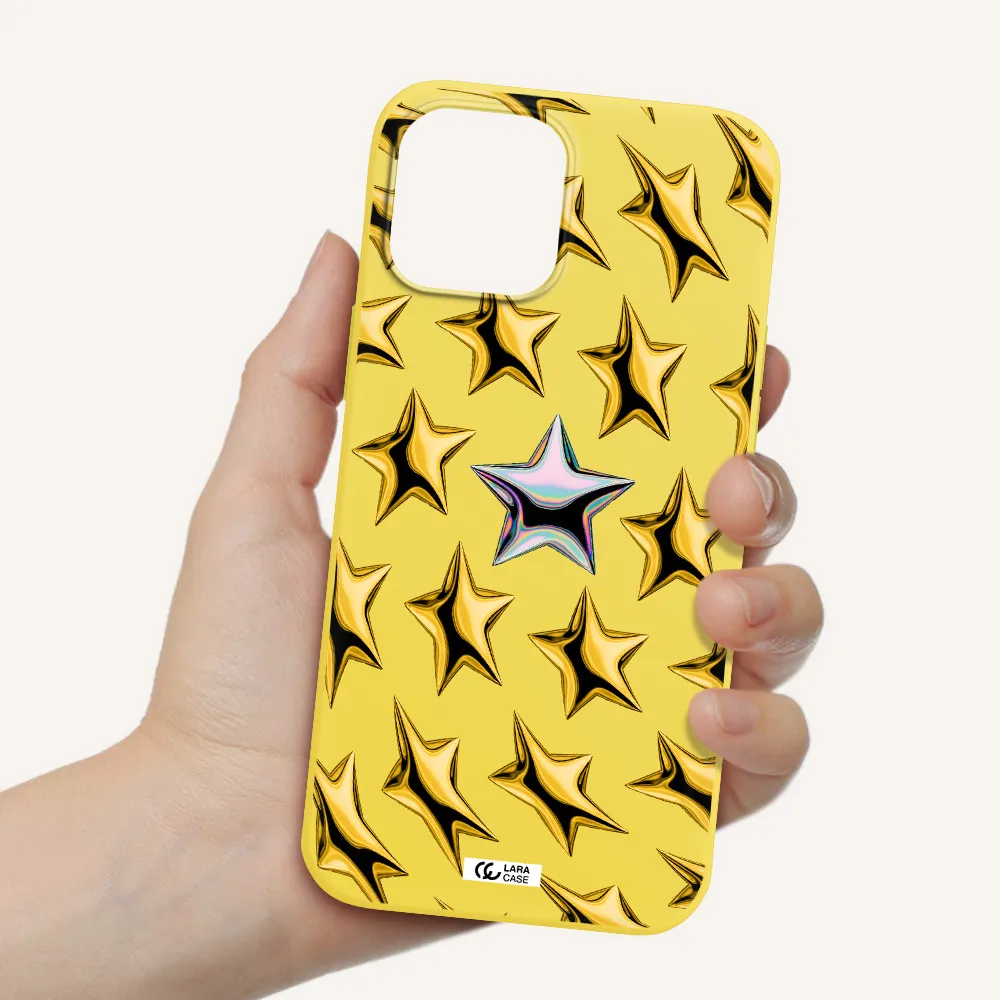 a group of gold stars Apple iPhone 12 pro Silicone canary yellow Case