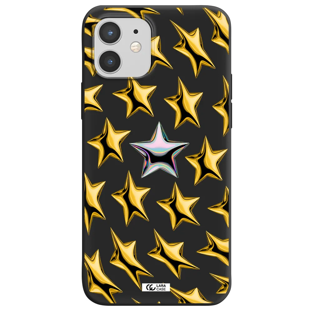 a group of gold stars Apple iPhone 12 Silicone black Case