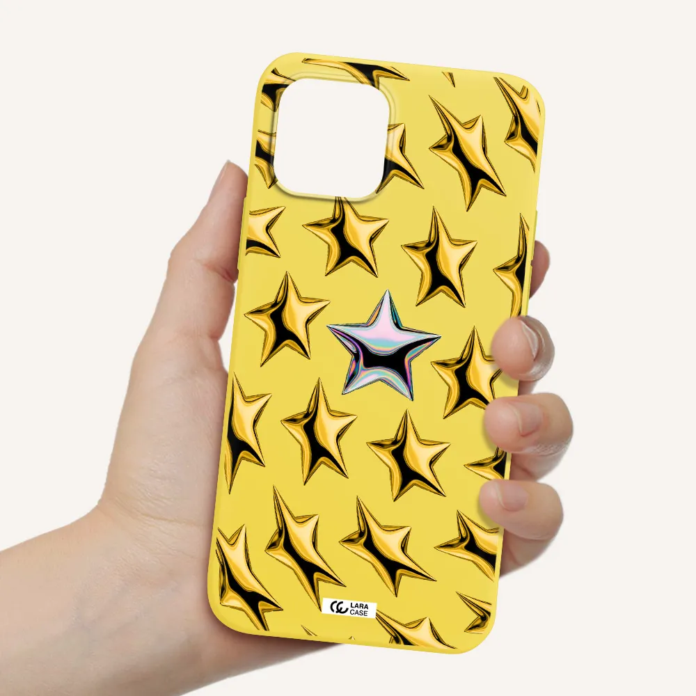 a group of gold stars Apple iPhone 12 Silicone canary yellow Case