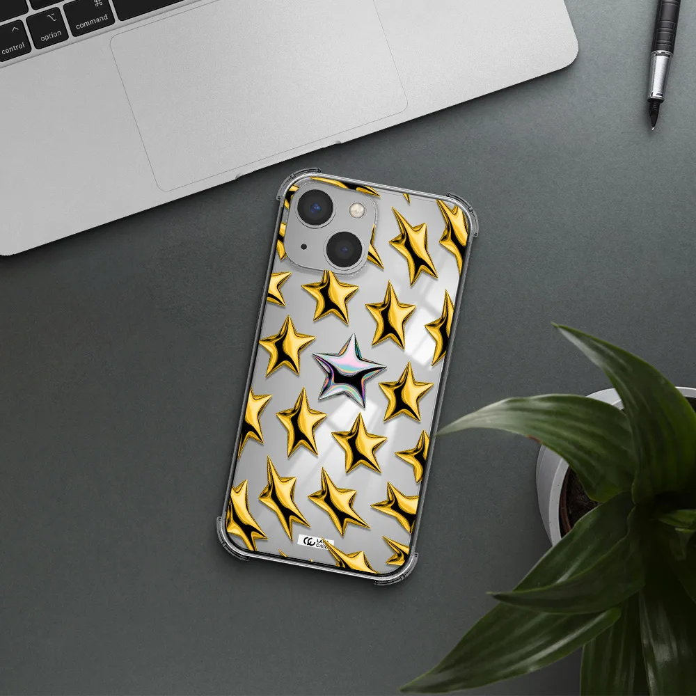 a group of gold stars Apple iPhone 13 Clear PC Case