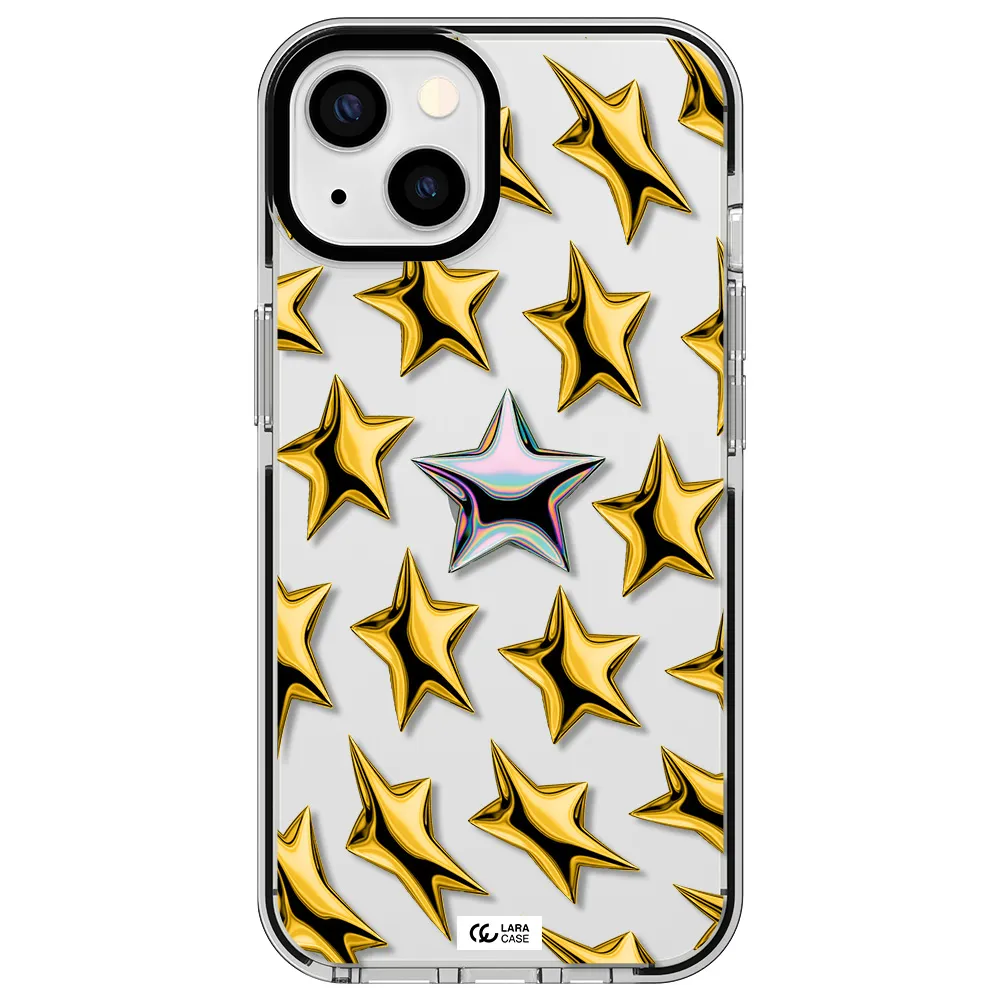 a group of gold stars Apple iPhone 13 impact black border Case