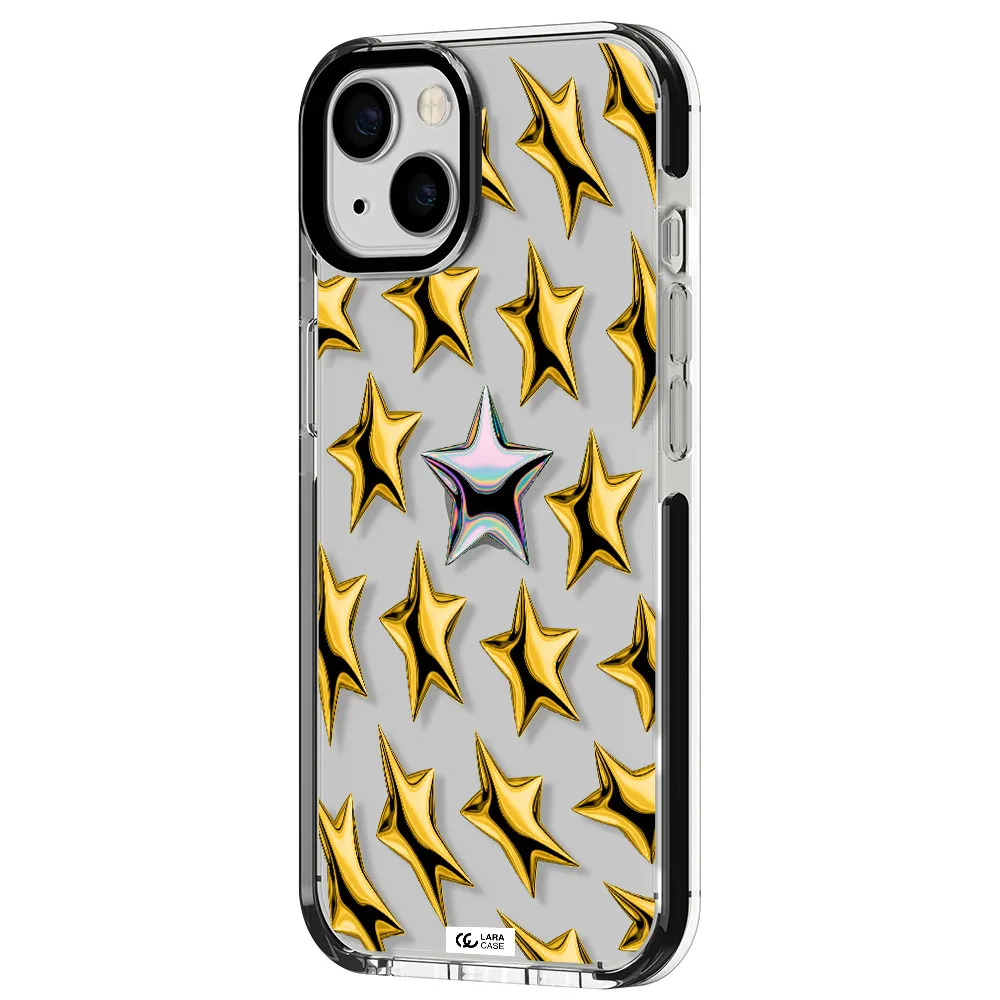 a group of gold stars Apple iPhone 13 impact black border Case
