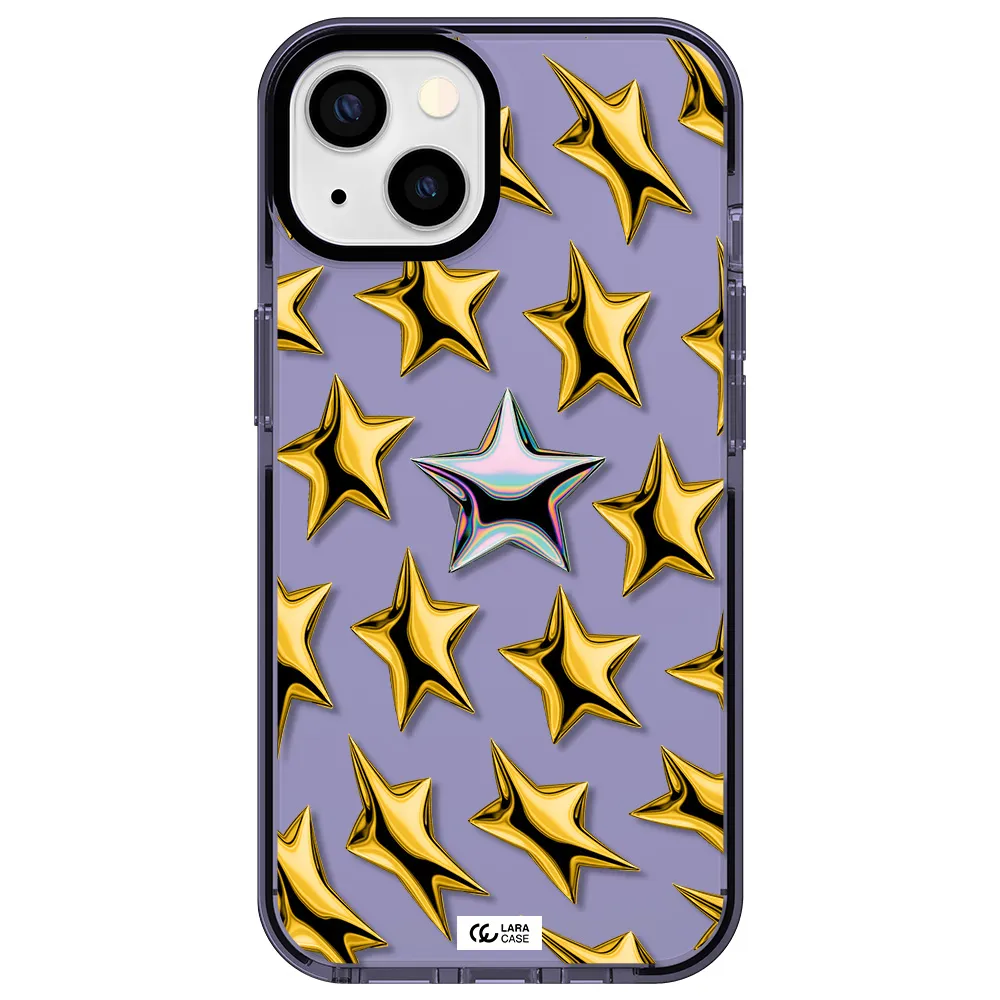 a group of gold stars Apple iPhone 13 impact Lilac Case
