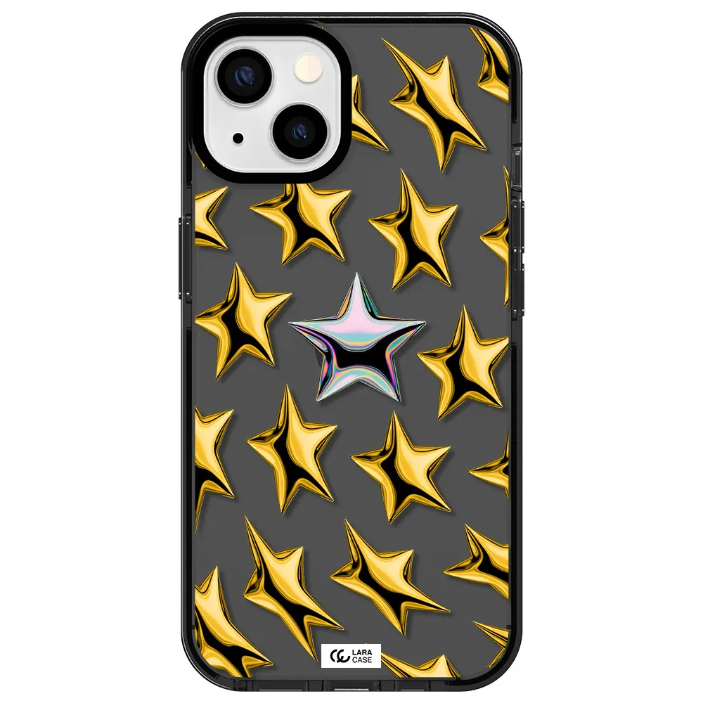 a group of gold stars Apple iPhone 13 impact Smoke Black Case
