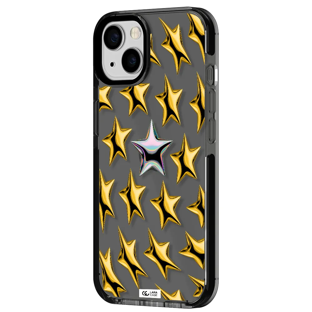 a group of gold stars Apple iPhone 13 impact Smoke Black Case