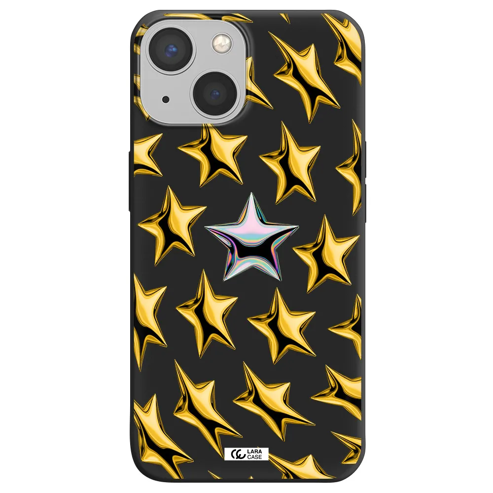 a group of gold stars Apple iPhone 13 mini Silicone black Case