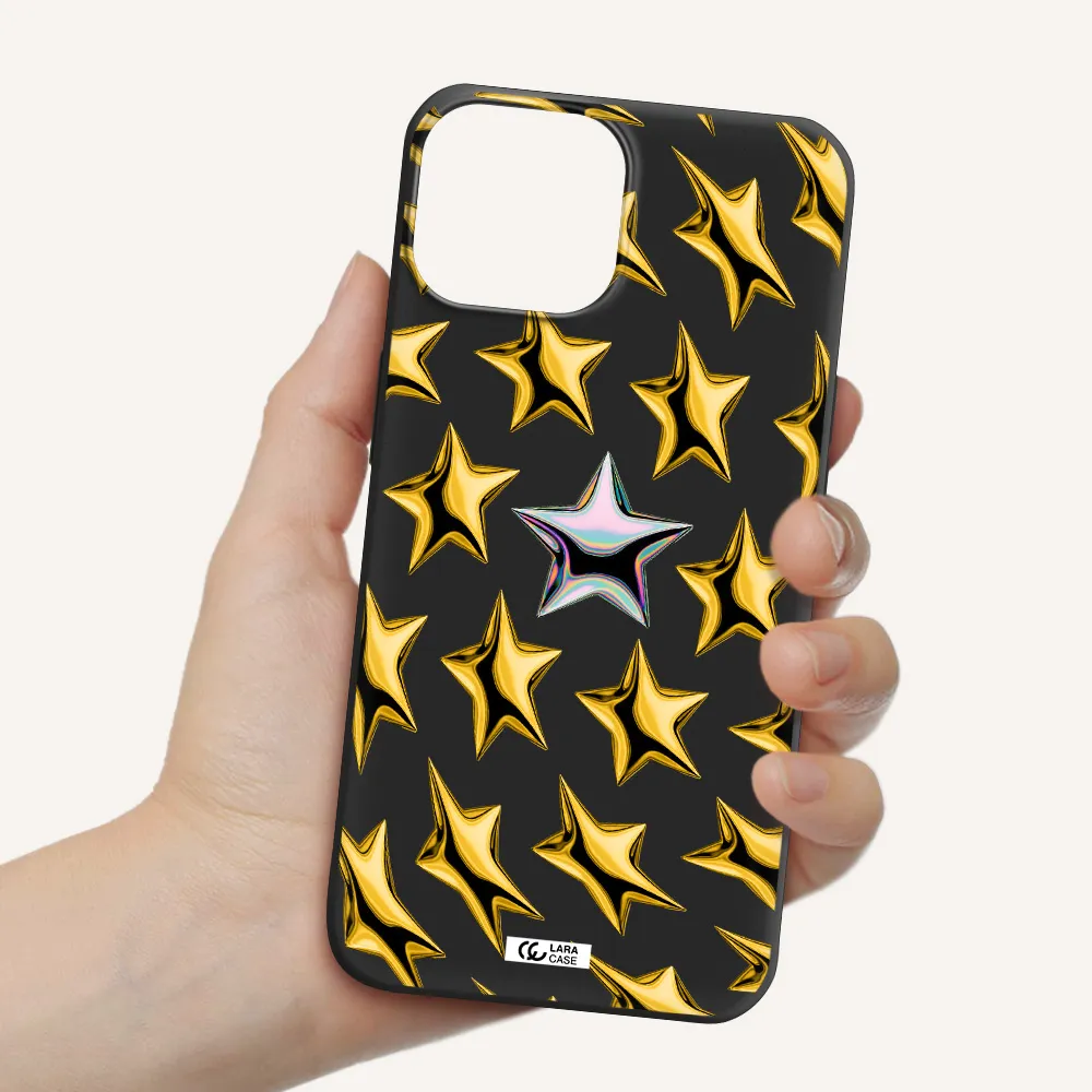 a group of gold stars Apple iPhone 13 mini Silicone black Case