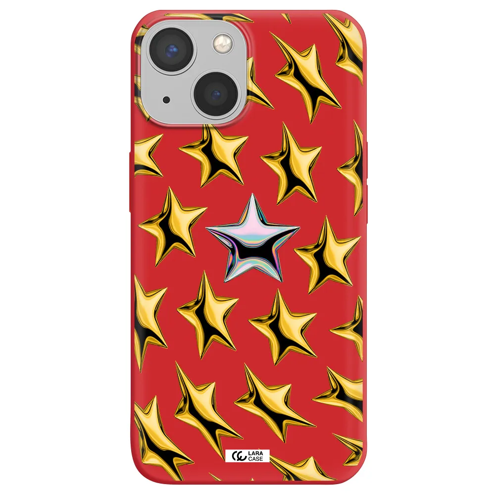 a group of gold stars Apple iPhone 13 mini Silicone Imperial Red Case