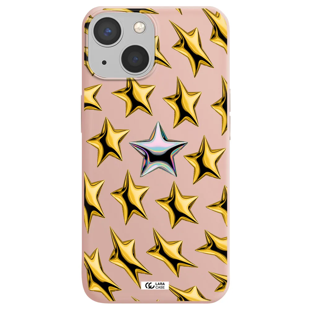 a group of gold stars Apple iPhone 13 mini Silicone pastel pink Case