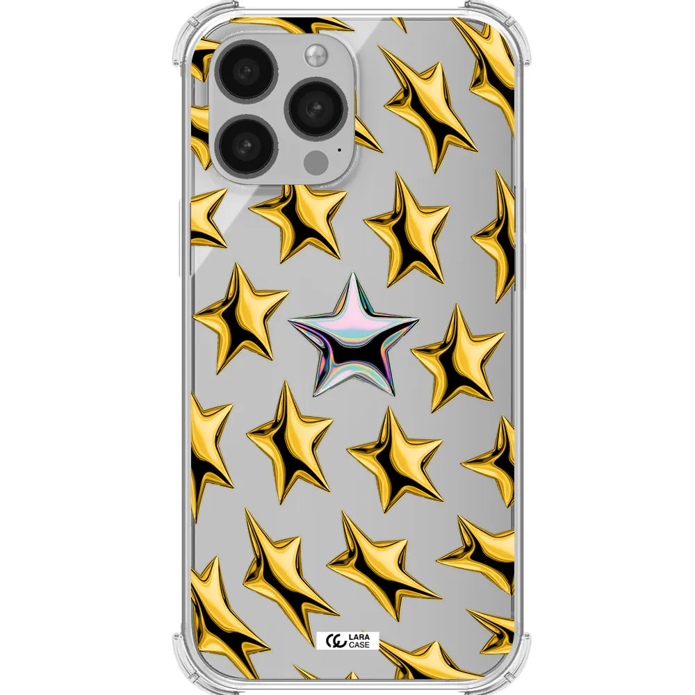 a group of gold stars Apple iPhone 13 Pro Clear PC Case