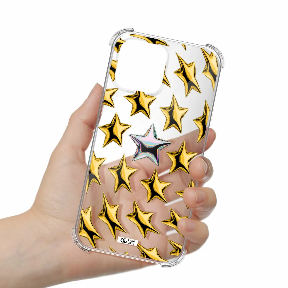a group of gold stars Apple iPhone 13 Pro Clear PC Case