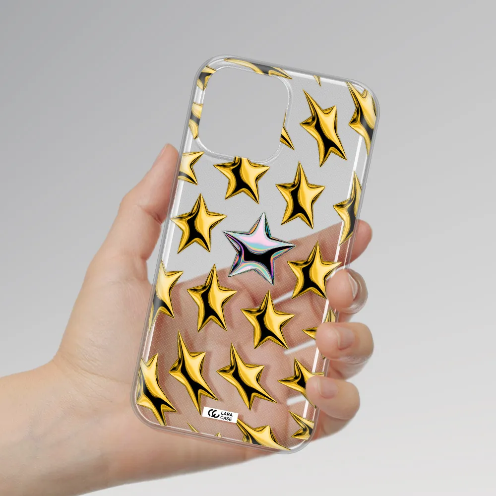 a group of gold stars Apple iPhone 13 Pro Clear TPU Case