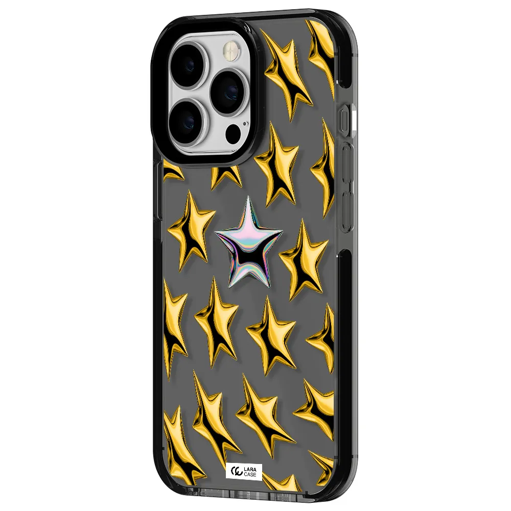 a group of gold stars Apple iPhone 13 Pro impact Smoke Black Case