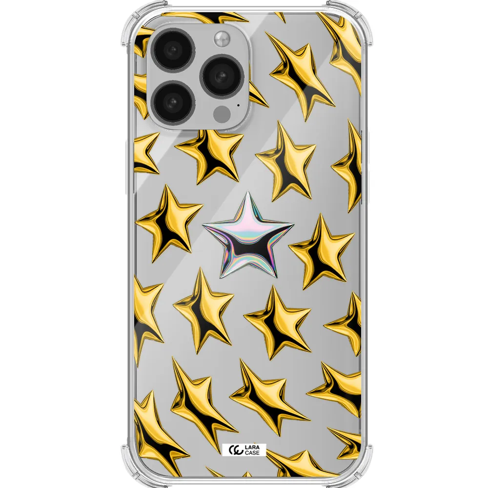a group of gold stars Apple iPhone 13 Pro Max Clear PC Case
