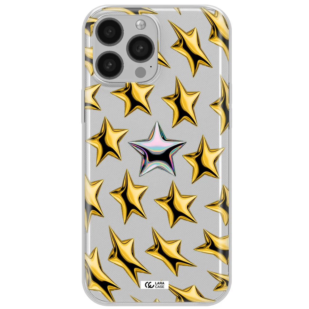 a group of gold stars Apple iPhone 13 Pro Max Clear TPU Case