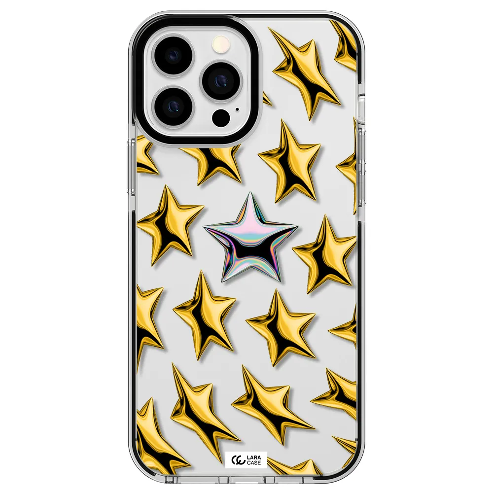 a group of gold stars Apple iPhone 13 Pro Max impact black border Case