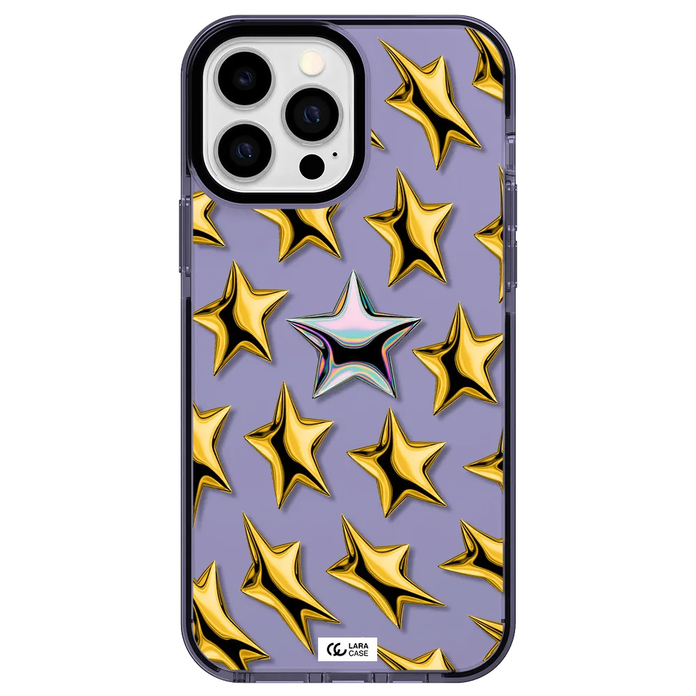 a group of gold stars Apple iPhone 13 Pro Max impact Lilac Case