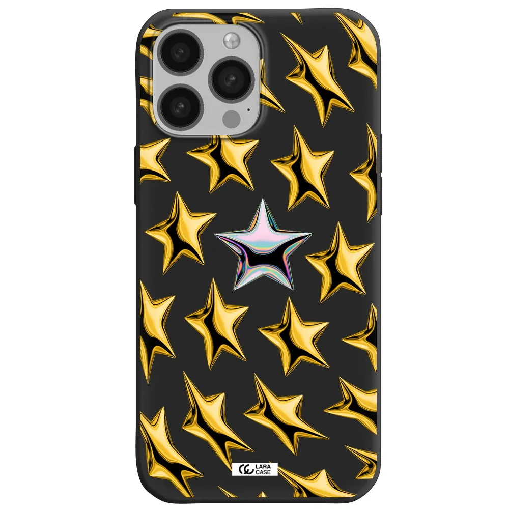 a group of gold stars Apple iPhone 13 Pro Max Silicone black Case