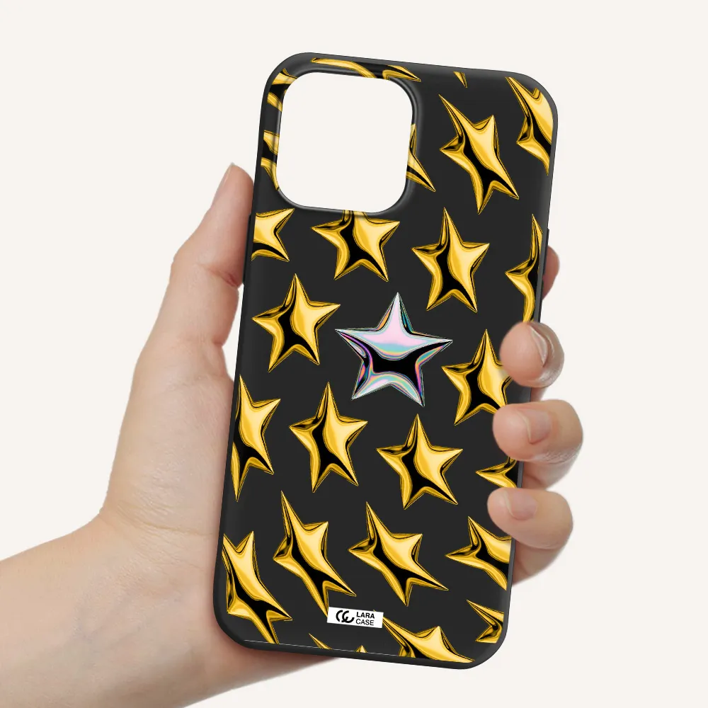 a group of gold stars Apple iPhone 13 Pro Max Silicone black Case