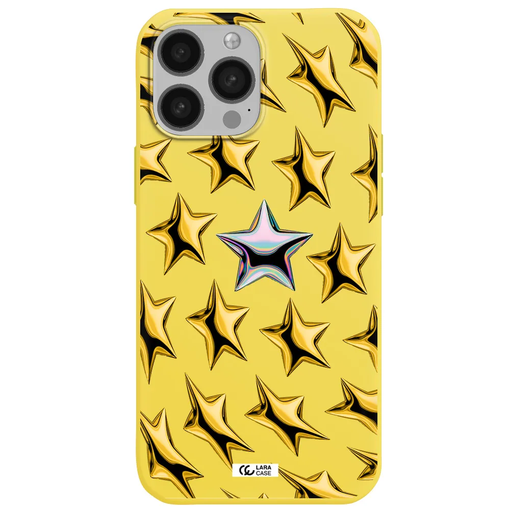 a group of gold stars Apple iPhone 13 Pro Silicone canary yellow Case