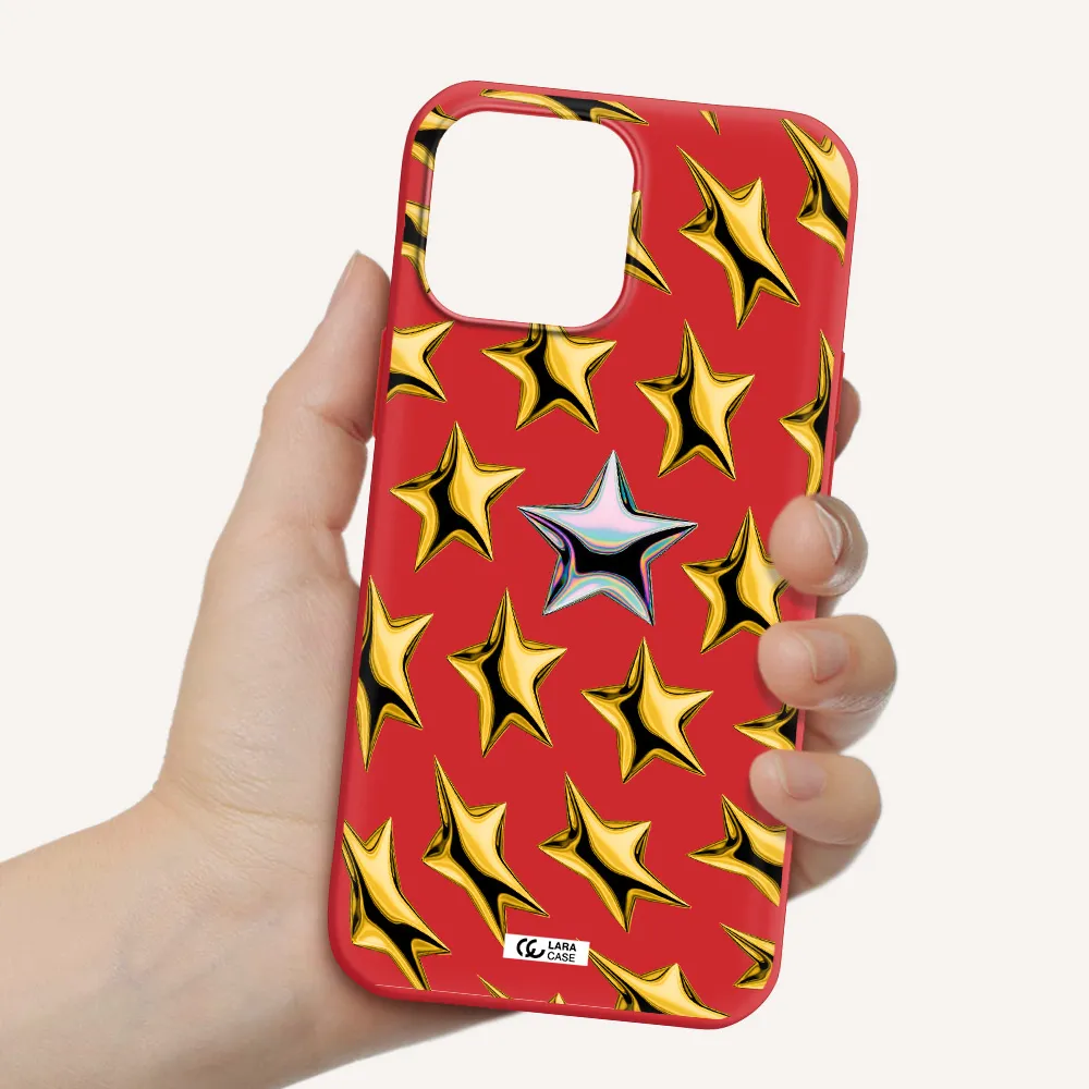 a group of gold stars Apple iPhone 13 Pro Silicone Imperial Red Case