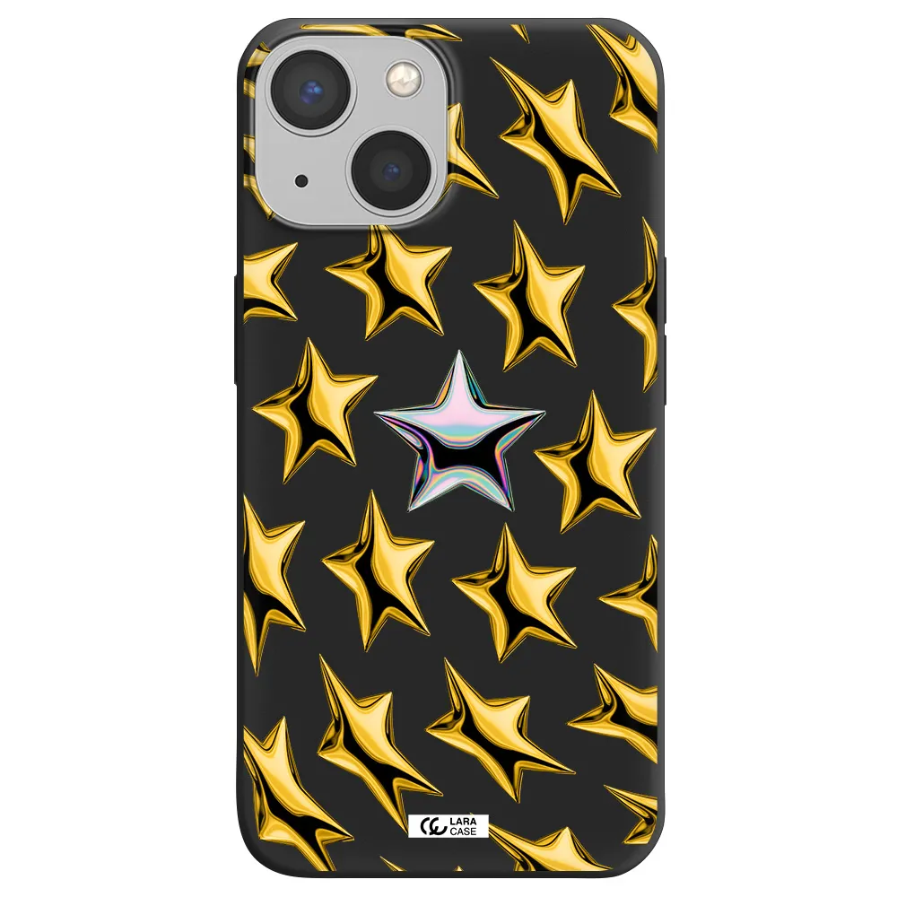 a group of gold stars Apple iPhone 13 Silicone black Case