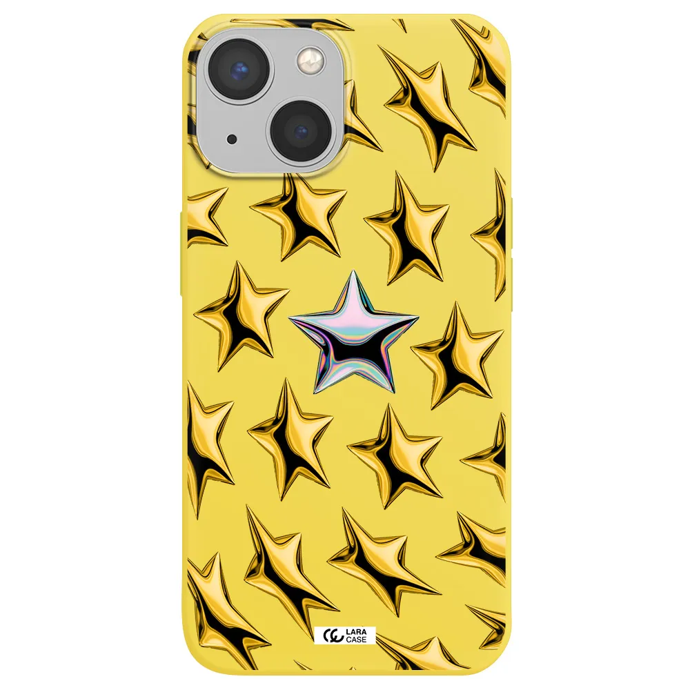 a group of gold stars Apple iPhone 13 Silicone canary yellow Case