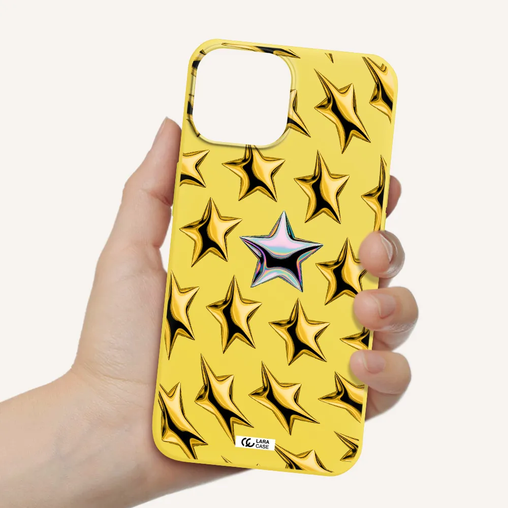 a group of gold stars Apple iPhone 13 Silicone canary yellow Case