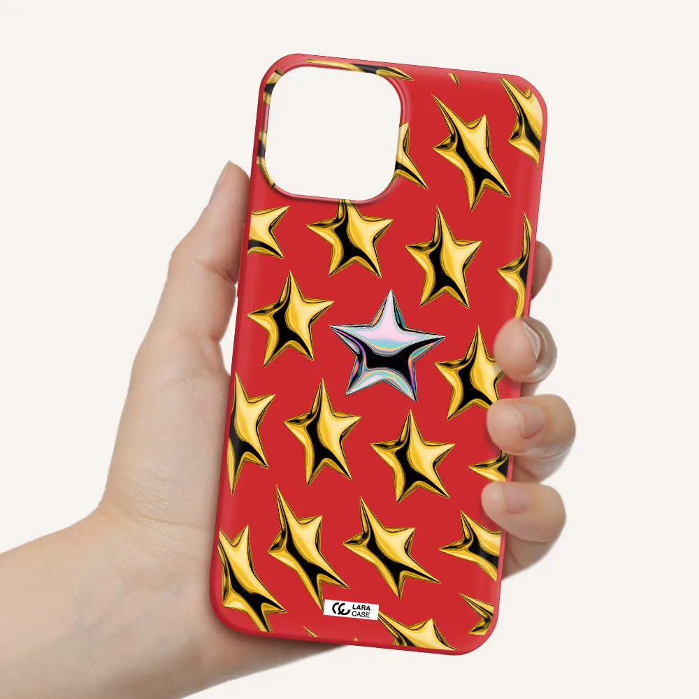 a group of gold stars Apple iPhone 13 Silicone Imperial Red Case