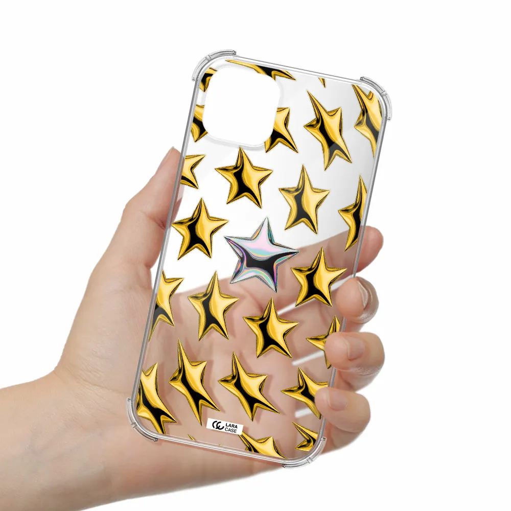 a group of gold stars Apple iPhone 14 Clear PC Case