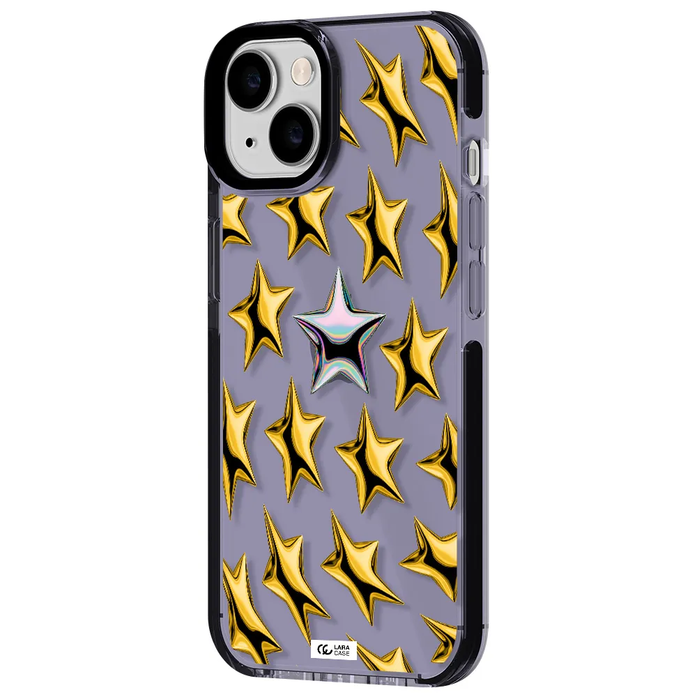 a group of gold stars Apple iPhone 14 impact Lilac Case