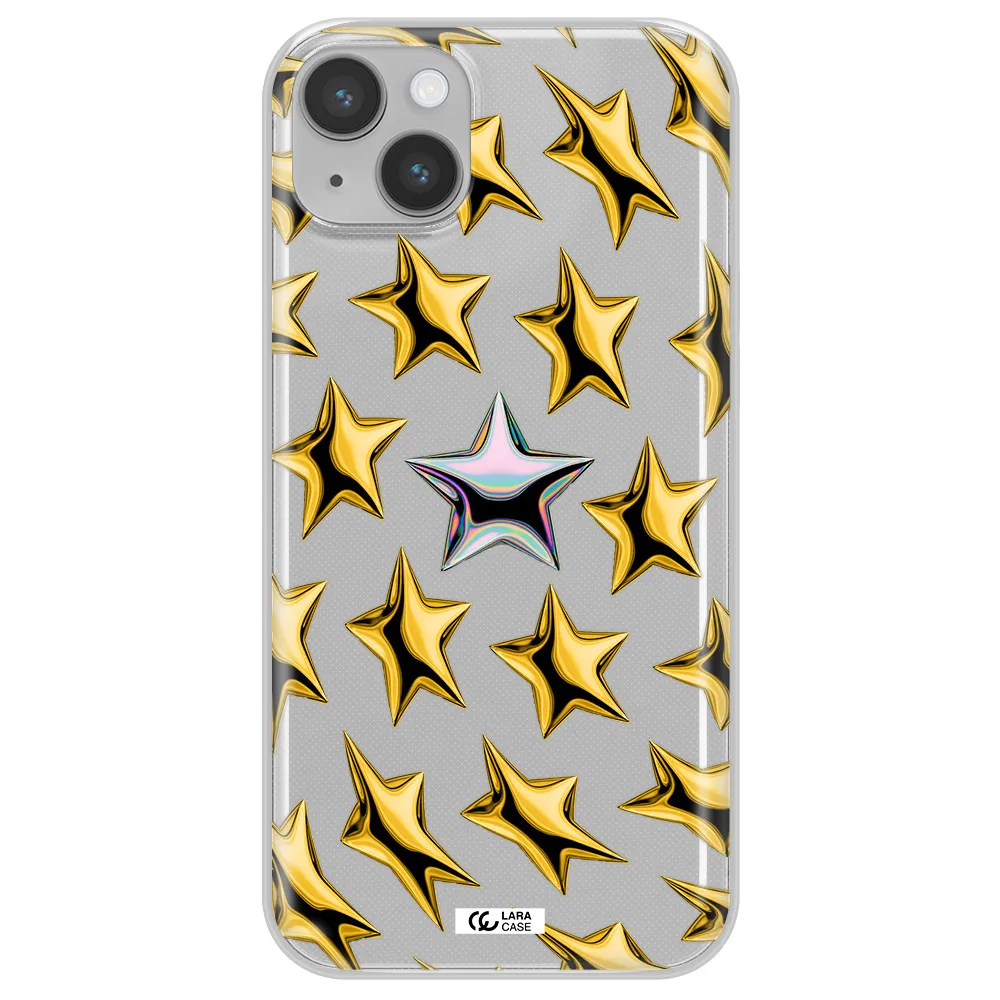 a group of gold stars Apple iPhone 14 plus Clear TPU Case