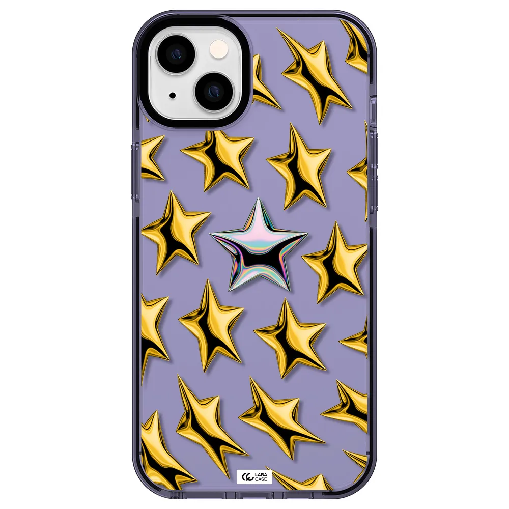 a group of gold stars Apple iPhone 14 plus impact Lilac Case